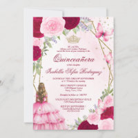 Pink Watercolor Princesa Loura Hair Quinceanera
