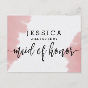 Convite Pink Watercolor Você Será Minha Madrinha de casame