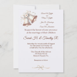 Convite Pink Wedding Bells Traditional Wedding Invitation