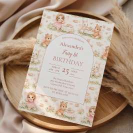 Convite Pink Whimsical Fairy Birthday