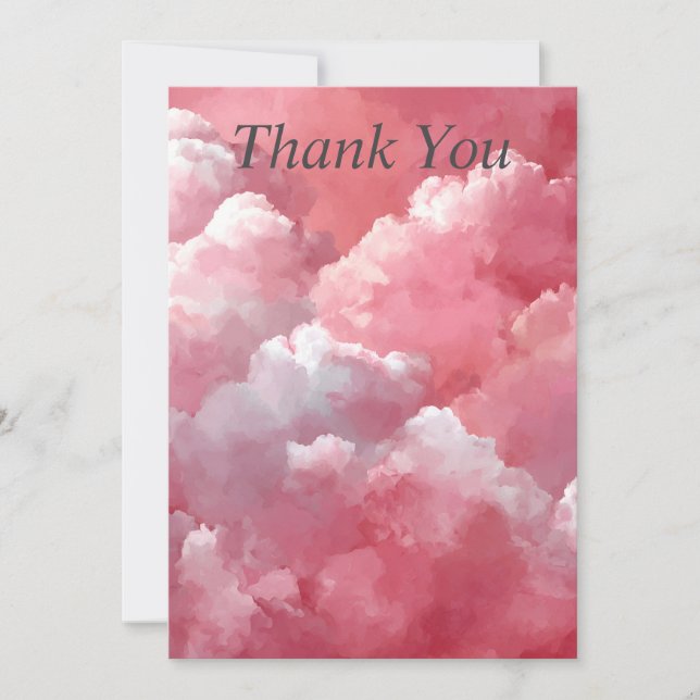 Convite Pink & White Clouds Thank You Card (Frente)