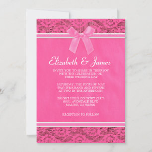Convite Pink & White Country Lace Wedding Invitations