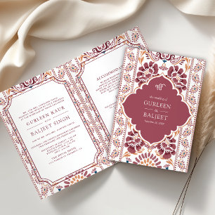 Convite Pink White Ikat All in One Sikh Weding