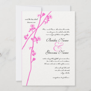 Convite Pink Wild Flower Branch Wedding Invitation