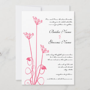 Convite Pink Wild Flower Swirl Wedding Invitation