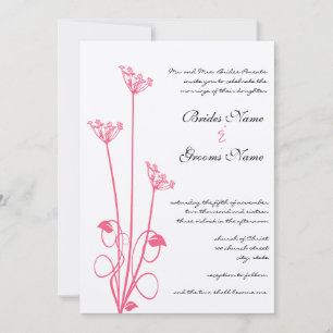 Convite Pink Wild Flower Swirl Wedding Invitation