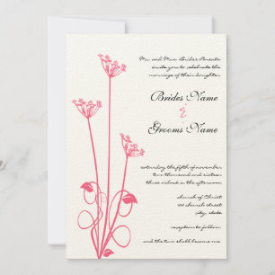 Convite Pink Wild Flower Swirl Wedding Invitation
