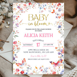 Convite Pink Wildflower Baby in Bloom Baby Shower