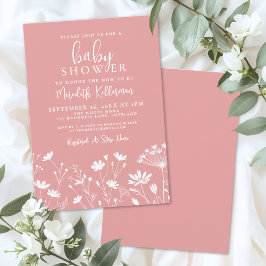 Convite Pink Wildflower Baby Shower