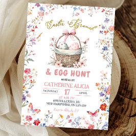 Convite Pink Wildflower Easter Egg Hunt and Brunch