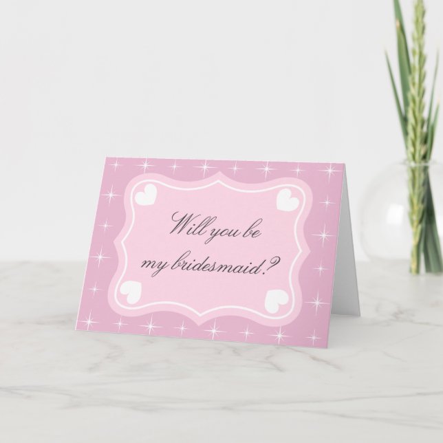 Convite Pink Will you be my bridesmaid greeting card (Frente)