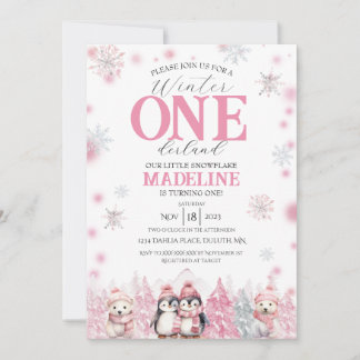 Convite Pink Winter ONEderland