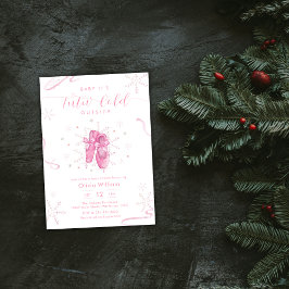 Convite Pink Winter Snowflake Ballerina Baby Shower