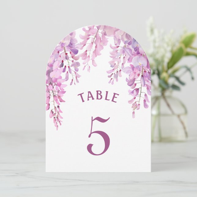 Convite Pink Wisteria Arch Table Number (Em pé/Frente)