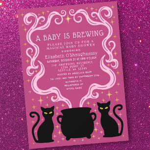 Convite Pink Witchy Baby está preparando um Chá de Bebê Fe