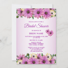 Convite Pink Yellow Floral Rustic Bridal Shower Party