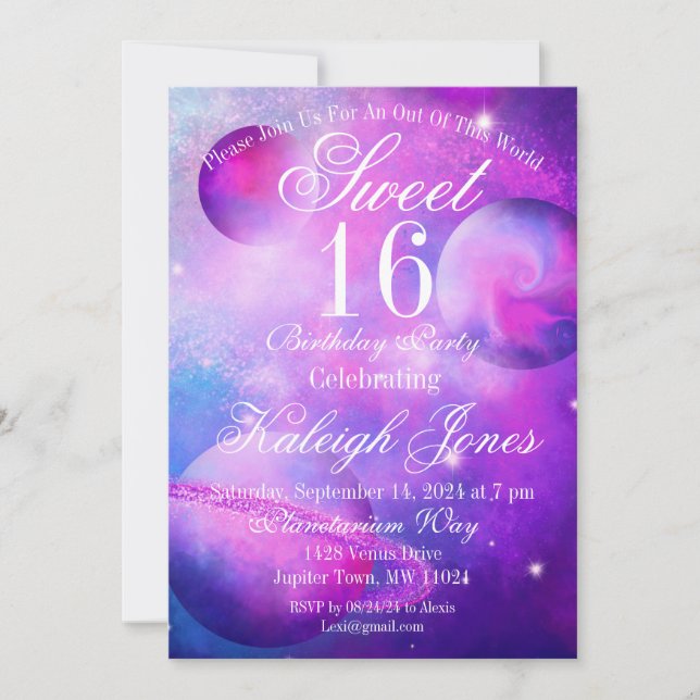 Convite Pinkple Planets Invitation (Frente)
