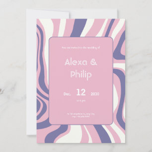 Convite Pinks, roxo e beige abstrato Casamento