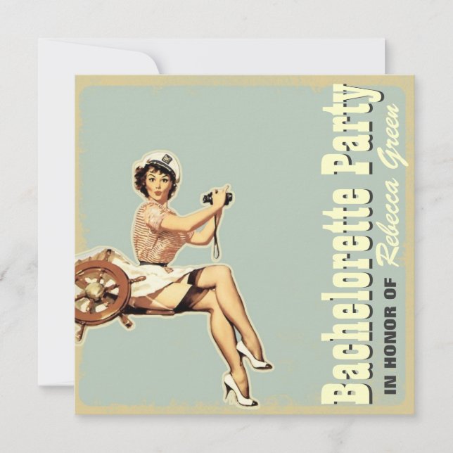 Convite pino retro acima da festa de solteira do (Frente)