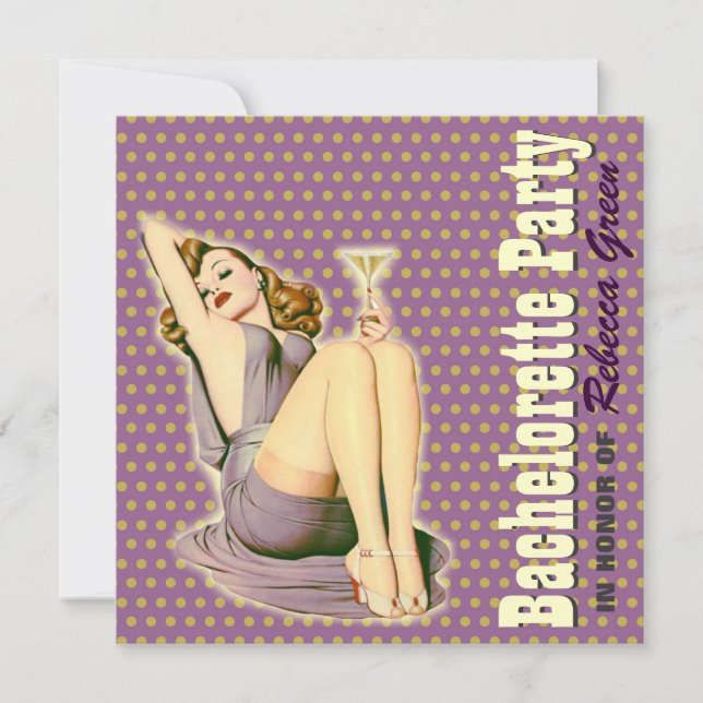 Convite pino retro do teste padrão da modificação acima da (Frente)