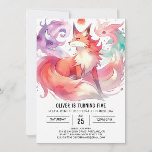 Convite Pintable Fox Birthday