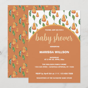 Convite Pintado à mão com Aquarela de Pear Boho