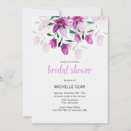 Convite Pintado à mão com uma aquarela cor-de-rosa-púrpura