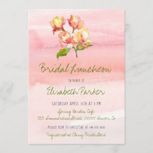 Convite Pintado de pássaro-brida floral pastel pintado