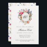 Convite Pintado - Festa de aniversário Floral 60ª<br><div class="desc">Celebre um marco com elegância e estilo usando nosso 60º aniversário de convite floral para aquarelas. Com um design de inspiração botânica, com um belo buquê floral e fontes sofisticadas de caligrafia, este convite é perfeito para uma festa de jardim ou uma celebração de aniversário de verão. Quer você esteja...</div>