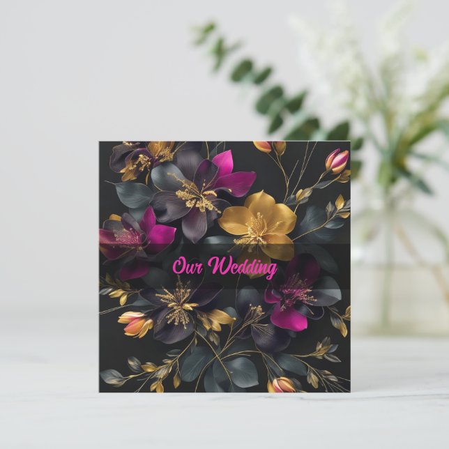 Convite Pintado para Casamento de Buquês (Em pé/Frente)