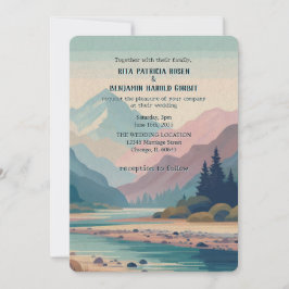 Convite Pintado para Casamento de Montanha