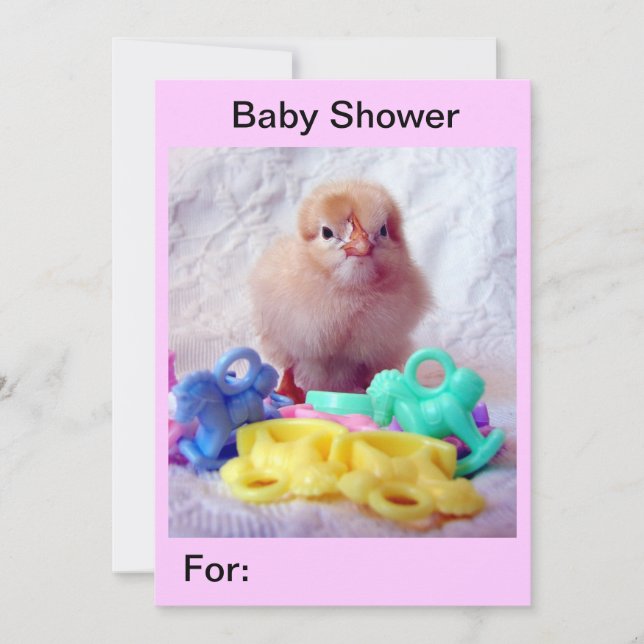 Convite Pintinho bebê, Chá de fraldas (Frente)