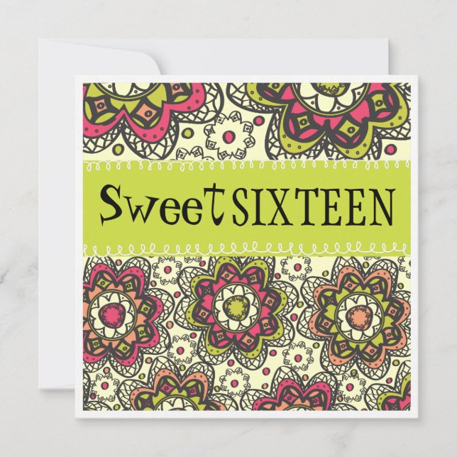 Convite Pintinho Hippy Totalmente Retro Sweet 16 Festa de  (Frente)