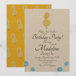 Convite Pintor de Aquarela Duck - Primeira Festa de aniver