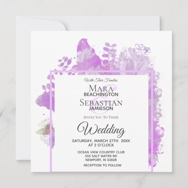 Convite *~* Pintor de Borboleta Floral Pintar AR3 Casament (Frente)