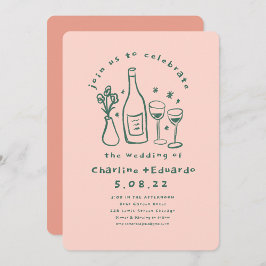 Convite Pintura à Mão Retro Arte Contemporânea Casamento 