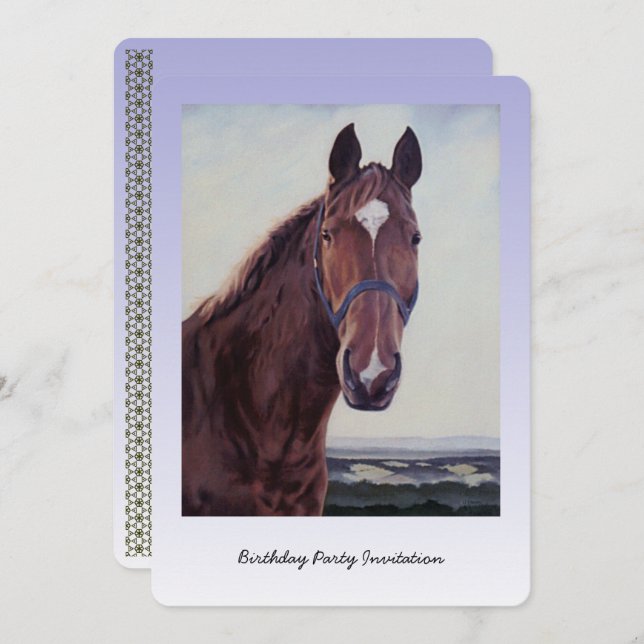 Convite Pintura a óleo de cavalo de castanha (Frente/Verso)