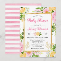 Pintura aquarela Flores Rosa e Amarela Chã de Bebê