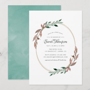 Convite Pintura aquarela Rustic Greenery Inverno Chuveiro