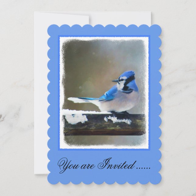 Convite Pintura Blue Jay - Arte Original para Pássaros (Frente)