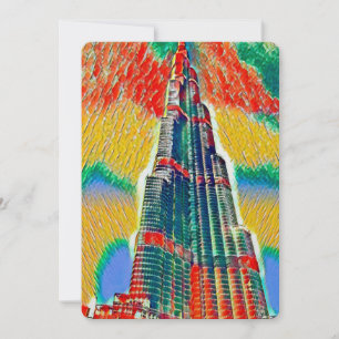 Convite Pintura colorida Burj Khalifa Colorida