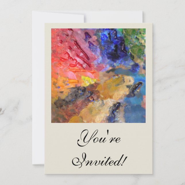 Convite Pintura Colorida da Paleta do Pinheiro Artista (Frente)