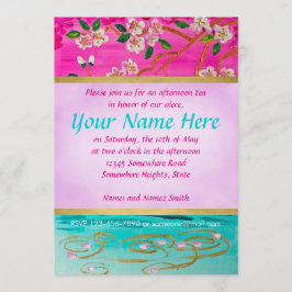 Convite Pintura da ondinha da água de Sakura do ramo da