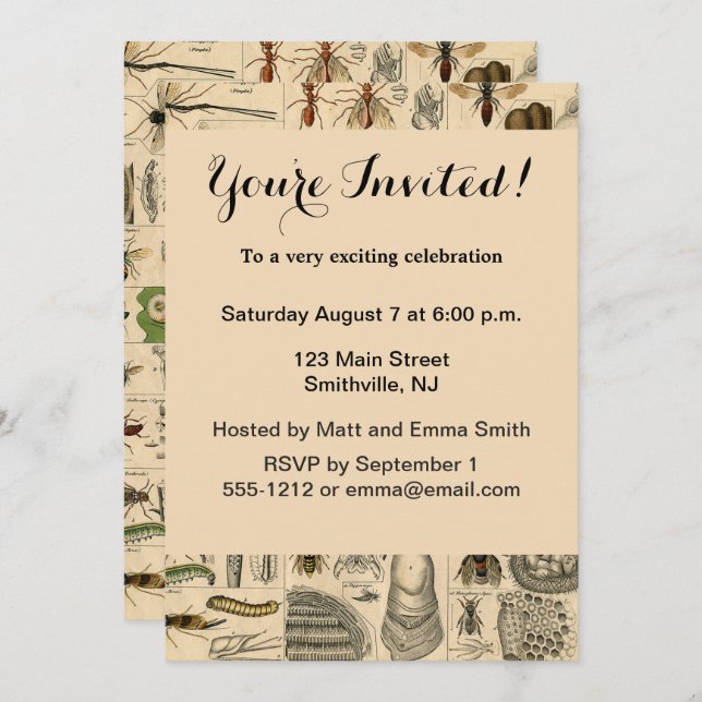 Convite Pintura De Abelhas Insetos Insetos Vaza Natureza N (Frente/Verso)