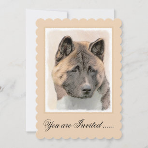 Convite Pintura de Akita - Arte Cão Original