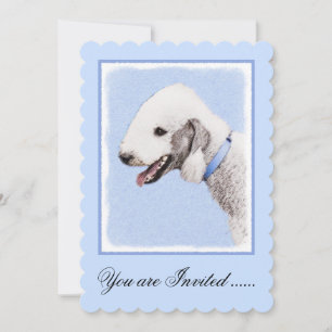 Convite Pintura de Bedlington Terrier - Arte original de c
