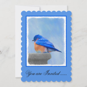 Convite Pintura de Bluebird - Arte de Pássaro Original
