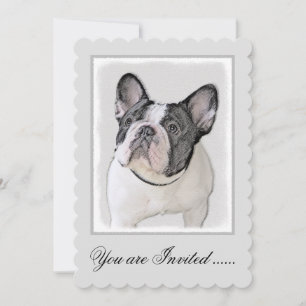 Convite Pintura de Bulldog Francês (Brindle Pied) - Arte C