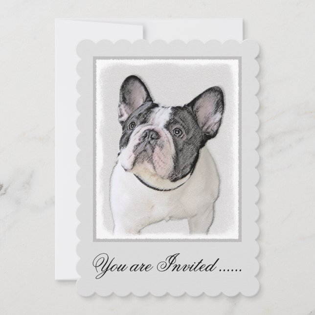 Convite Pintura de Bulldog Francês (Brindle Pied) - Arte C (Frente)