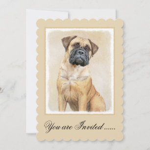 Convite Pintura de Bullmastiff - Arte Original de Cachorro